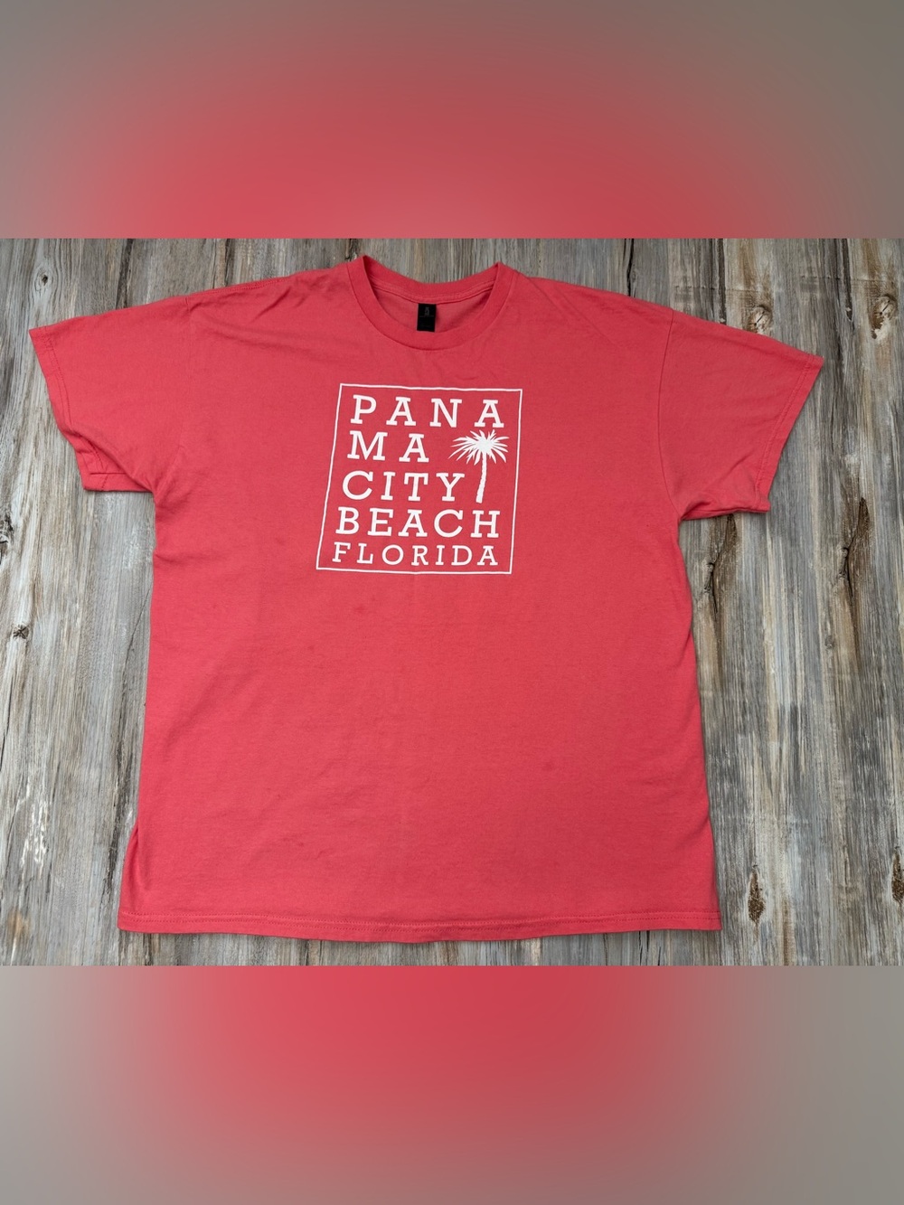 Panama City Beach Florida T-Shirt Crewneck Cotton Men XL Grapefruit Pink Graphic